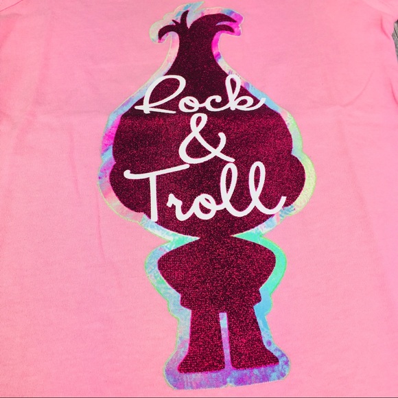 NWOT Trolls Rock & Troll Pink T-shirt for Girls - Picture 2 of 2